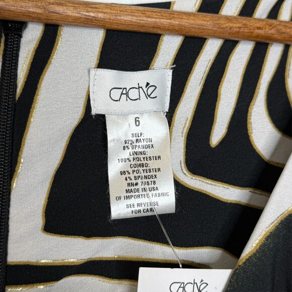 Cache 6 Black White Zebra Print Bodycon Dress Elegant Cocktail Party Chic NEW - Picture 3 of 7